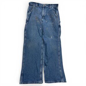 Carhartt B13 Denim Jeans Distressed Trashed Carpenter Men's Waist 34 x 32 Inseam